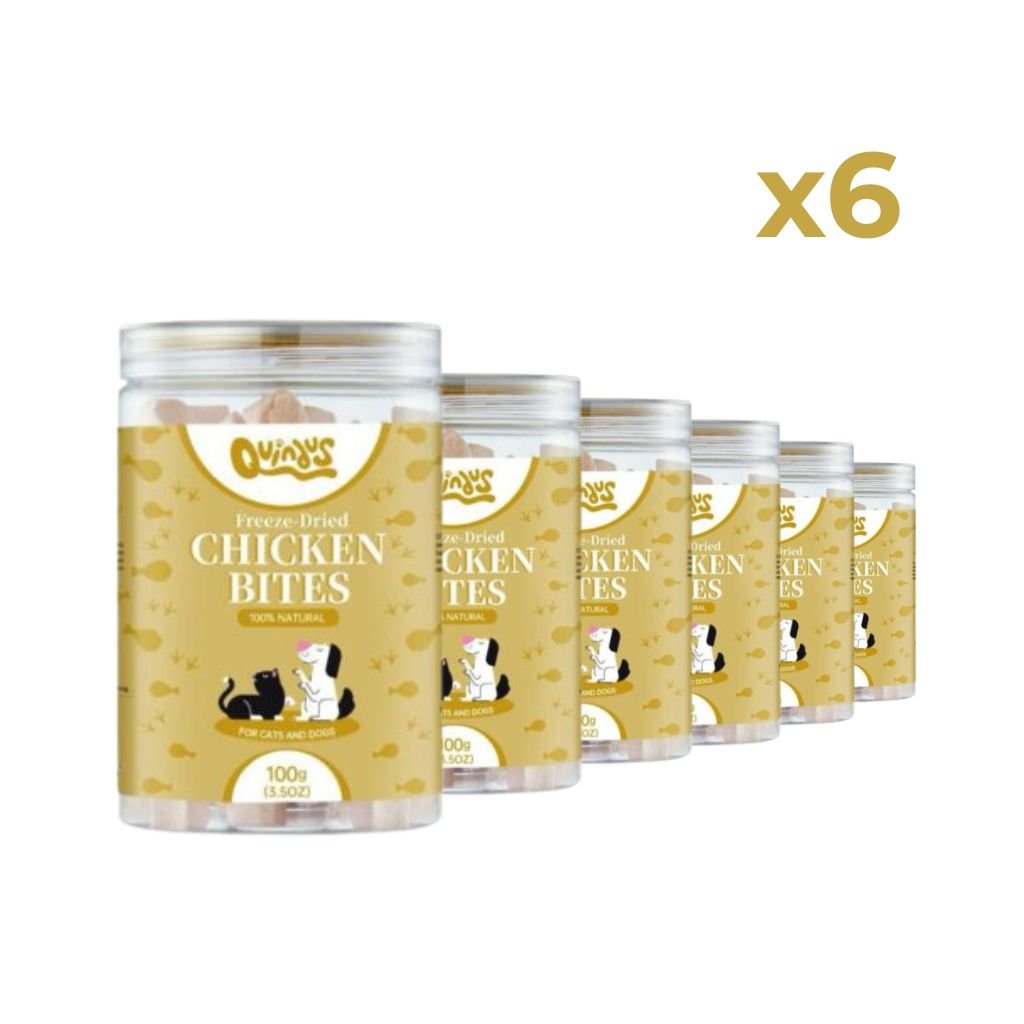 Snack Liofilizado de Pollo para Perros y Gatos - Chicken Bites Pack de 6 | Quindus