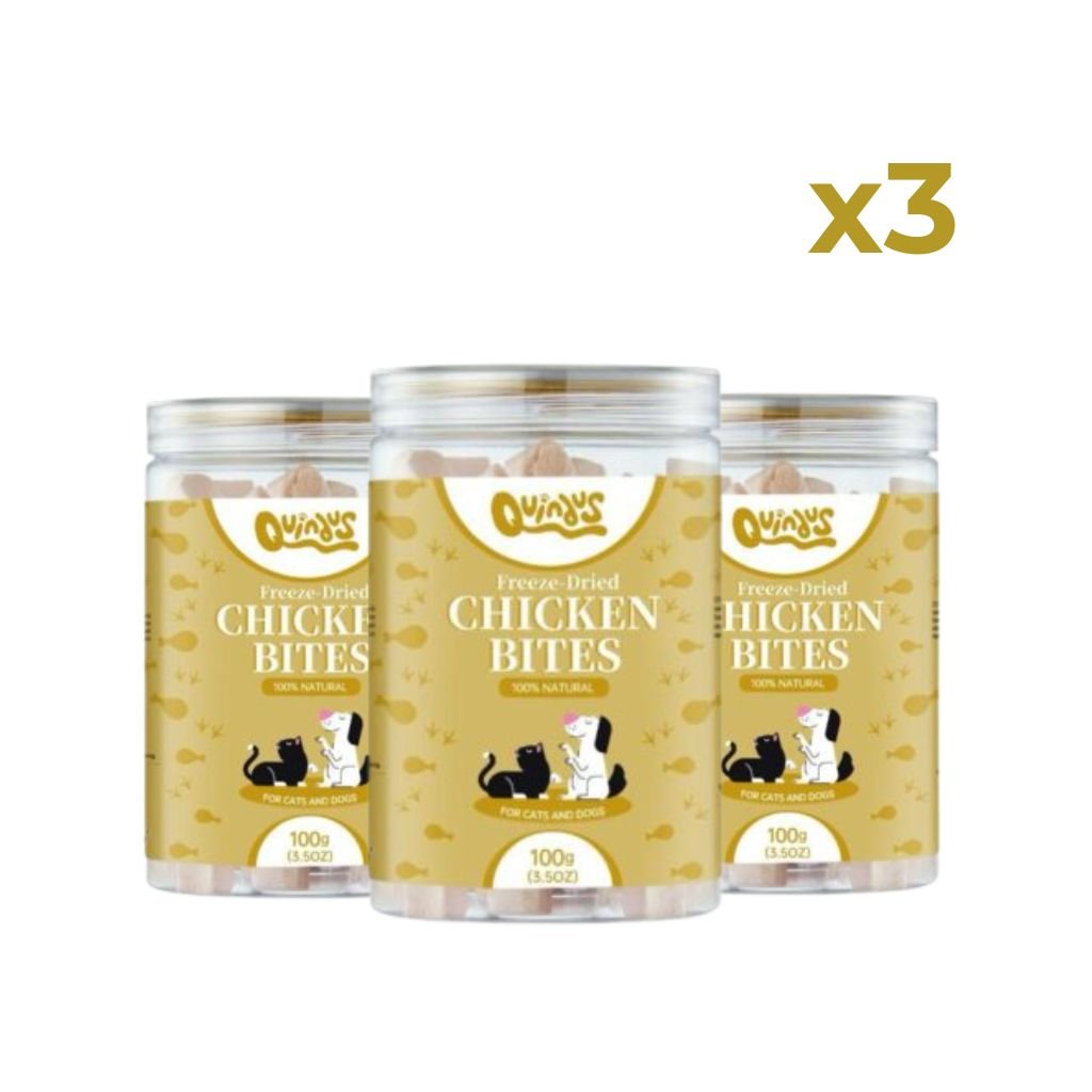 Snack Liofilizado de Pollo para Perros y Gatos - Chicken Bites Pack de 3 | Quindus