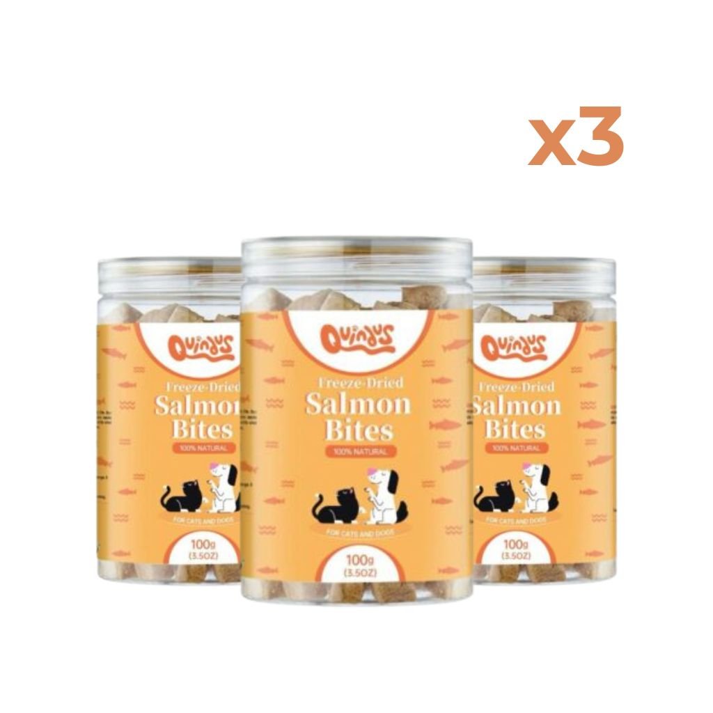 Snack Liofilizado de Salmón para Perros y Gatos - Salmon Bites Pack de 3 | Quindus