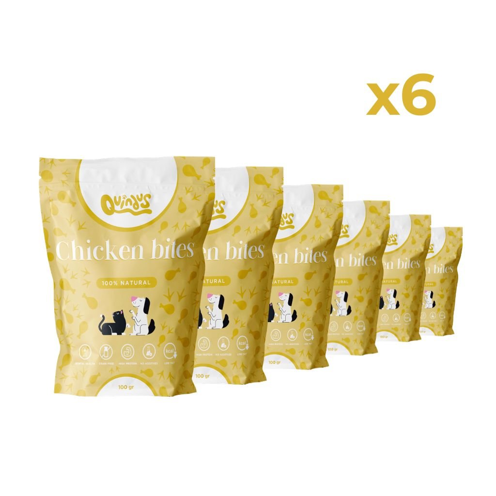 Bocaditos de Pollo Deshidratado para Perros y Gatos - Pack de 6 | Quindus
