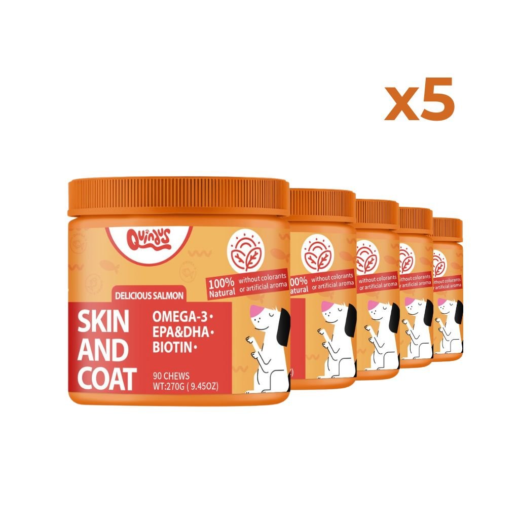 Skin & Coat con Omega-3 y Biotina - Pack de 5 para Perros | Quindus