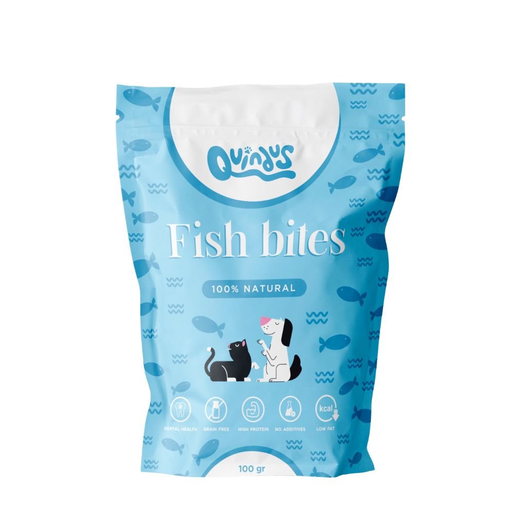 Snack Natural de Pescado para Perros y Gatos · Bocaditos Deshidratados | Quindus